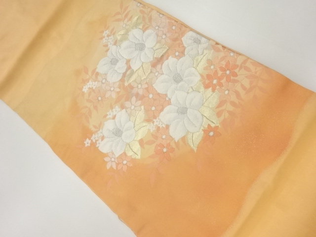 JAPANESE KIMONO / VINTAGE NAGOYA OBI / WOVEN CAMELLIA & FLOWER